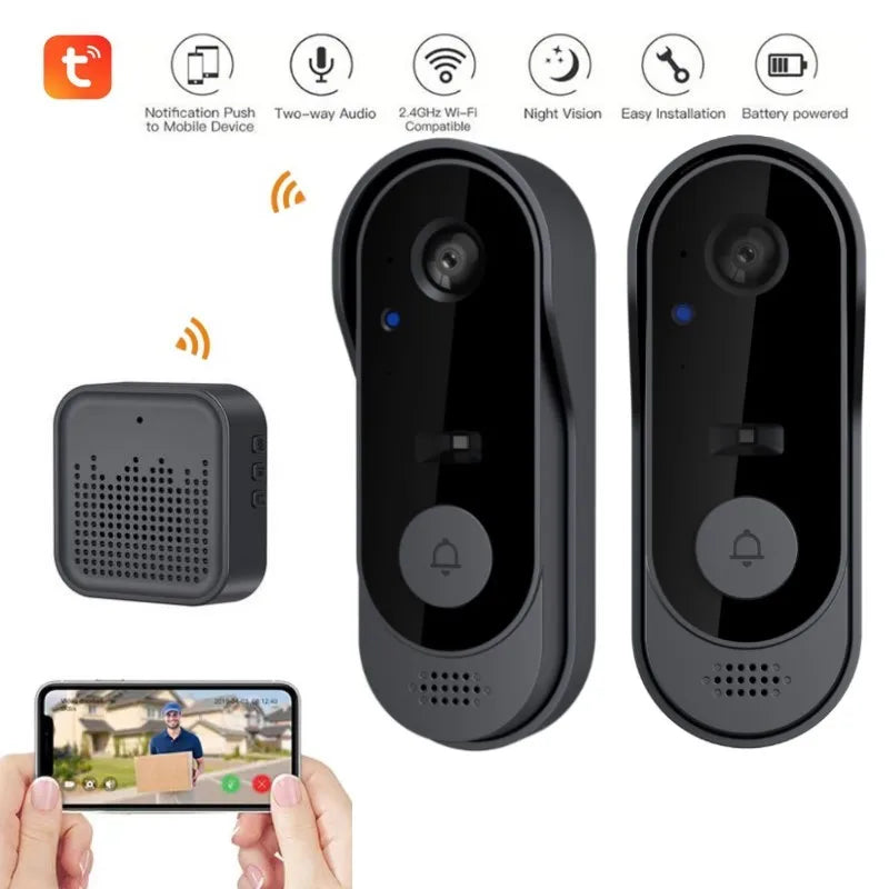 HD Wireless WiFi Video Doorbell - Smart Camera with Intercom, Night Vision, Waterproof Security Doorbell for Smart Home Protection